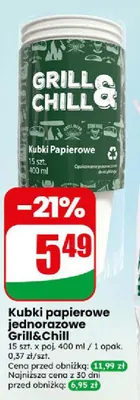 Kubki papierowe jednorazowe Grill & Chill 400 ml promocja w Dino