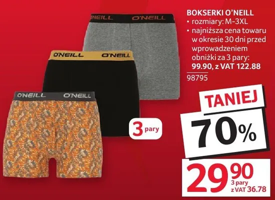 Bokserki O'Neill rozmiary M-3XL promocja w Selgros