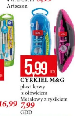Cyrkiel M&G plastikowy z ołówkiem promocja w Leclerc