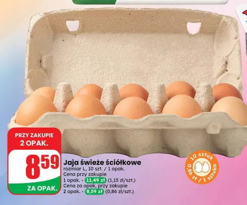 Jajka kurze świeże ściółkowe rozmiar L promocja w Dino