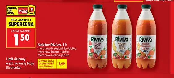 Nektar Riviva marchew-malina-jabłko promocja w Biedronka