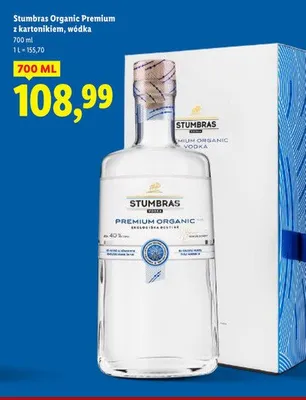 Wódka Stumbras Organic Premium z kartonikiem promocja w Lidl