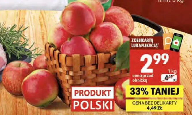 Jabłka wybrane rodzaje promocja w Delikatesy Centrum