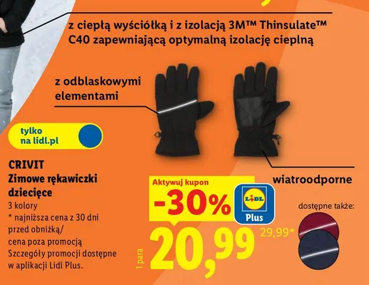 Zimowe rękawiczki dziecięce Crivit promocja w Lidl