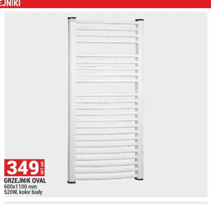 Grzejnik łazienkowy Oval 600x1100 mm biały promocja w Merkury Market