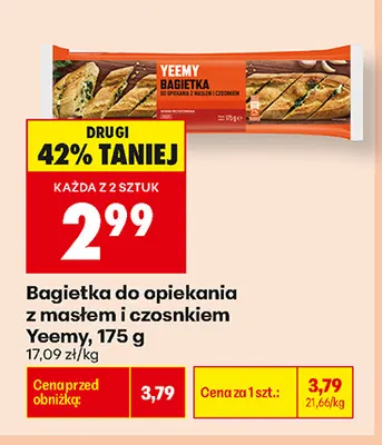 Bagietka do opiekania z masłem i czosnkiem Yeemy promocja w Biedronka