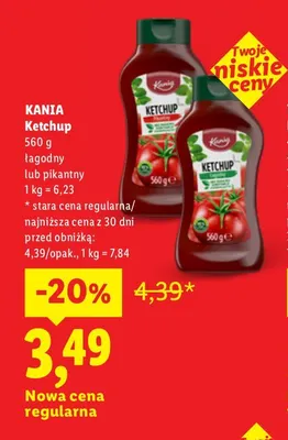 Ketchup łagodny Kania promocja w Lidl