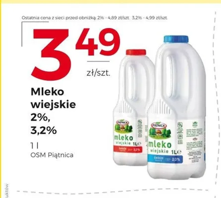 Mleko wiejskie świeże 2% Piątnica promocja w Frac