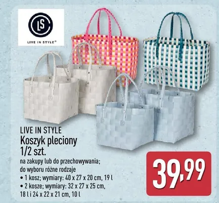 Koszyk pleciony 1/2 szt. promocja w Aldi