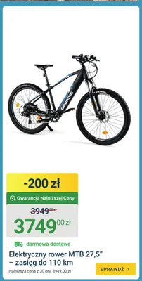 Elektryczny rower MTB 27,5" zasięg do 110 km promocja w ERLI