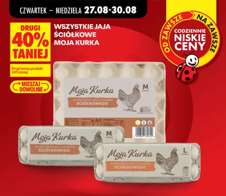 Jajka kurze ściółkowe Moja Kurka 20 szt. promocja w Biedronka