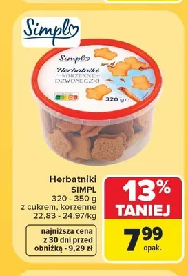 Herbatniki Simply korzenne promocja w Carrefour