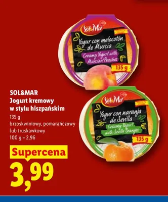 Jogurt kremowy w stylu hiszpańskim pomarańczowy Sol & Mar promocja w Lidl