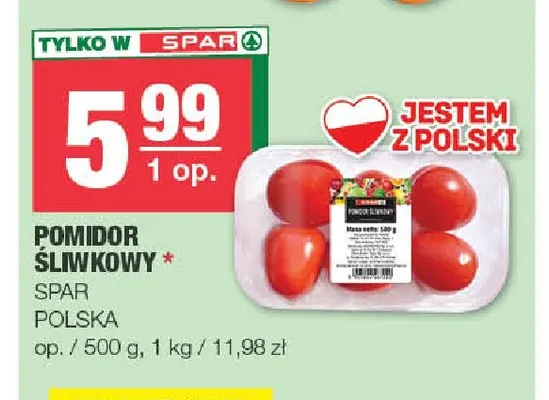 Pomidory śliwkowe Spar promocja w SPAR