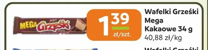Wafelki Grześki Mega Kakaowe 34g promocja w Społem Częstochowa