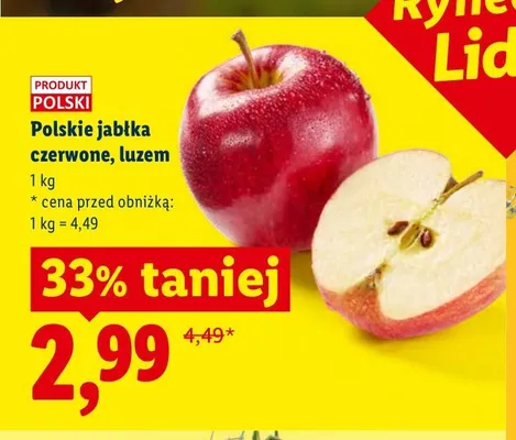 Jabłka czerwone luzem polskie promocja w Lidl