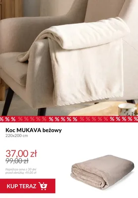Koc MUKAVA beżowy 220x200 cm promocja w Homla