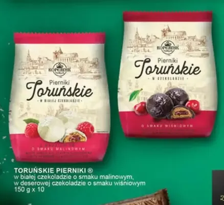 Toruńskie pierniki w białej czekoladzie o smaku malinowym 10-pak Kopernik promocja w Makro