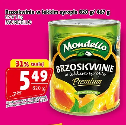 Brzoskwinie w lekkim syropie Mondello promocja w Prim Market