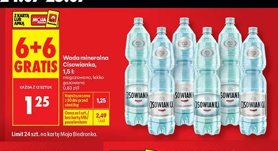 Woda mineralna Cisowianka lekko gazowana promocja w Biedronka