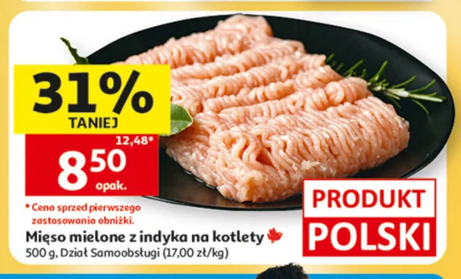 Mięso mielone z indyka na kotlety promocja w Auchan