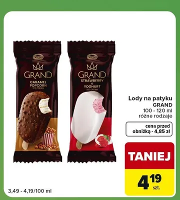 Lody na patyku Grand Caramel Popcorn promocja w Carrefour Express