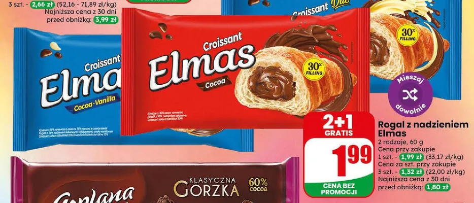 Rogal z nadzieniem Elmas Cocoa-Vanilla promocja w Dino