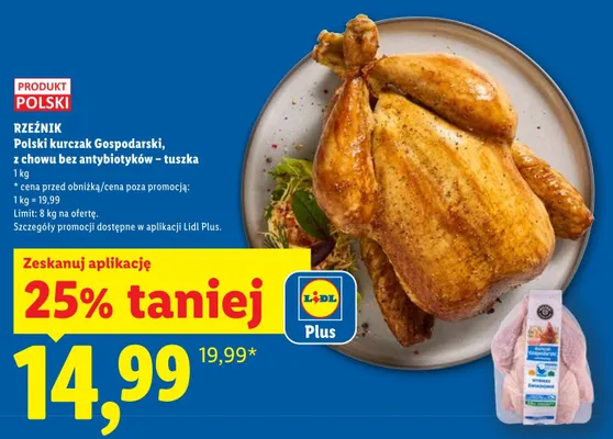 Polski kurczak Gospodarski z chowu bez antybiotyków tuszka Rzeźnik promocja w Lidl