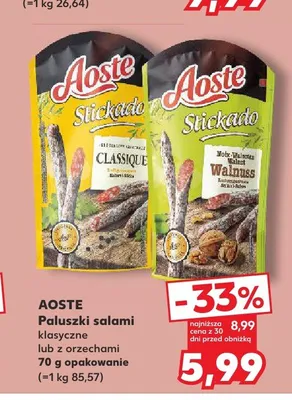 Paluszki salami z orzechami Aoste promocja w Kaufland