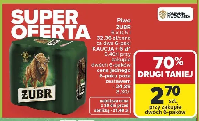 Piwo jasne pełne promocja w Carrefour Market