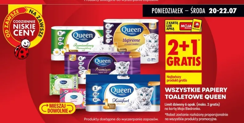 Papier toaletowy Queen Rumiankowy promocja w Biedronka