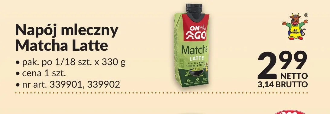 Napój mleczny Matcha Latte On the Go promocja w Makro