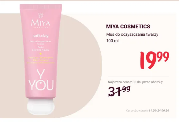 Mus do oczyszczania twarzy Miya Cosmetics soft.clay promocja w Rossmann