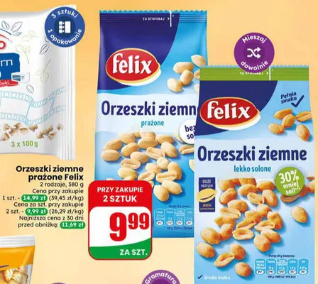 Orzeszki ziemne lekko solone Felix promocja w Dino