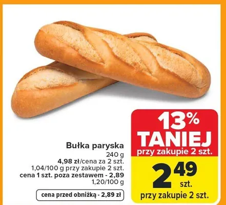 Bułka paryska promocja w Carrefour Market