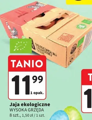 Jaja ekologiczne wysoka grzęda 8 szt., 1,50 zł / 1 szt. promocja w Intermarche