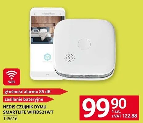 Czujnik dymu NEDIS SMARTLIFE WIFIDS21WT promocja w Selgros