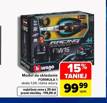 Model do składania Formuła 1 skala 1:24 Bburago promocja w Carrefour