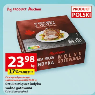 Sztuka mięsa z indyka wolno gotowana promocja w Auchan