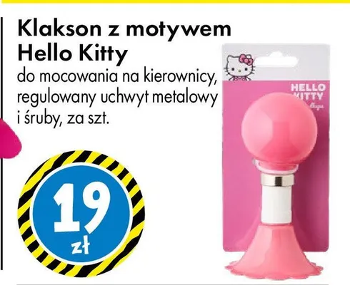 Klakson z motywem Hello Kitty do mocowania na kierownicę, regulowany uchwyt metalowy i śruby promocja w Tedi