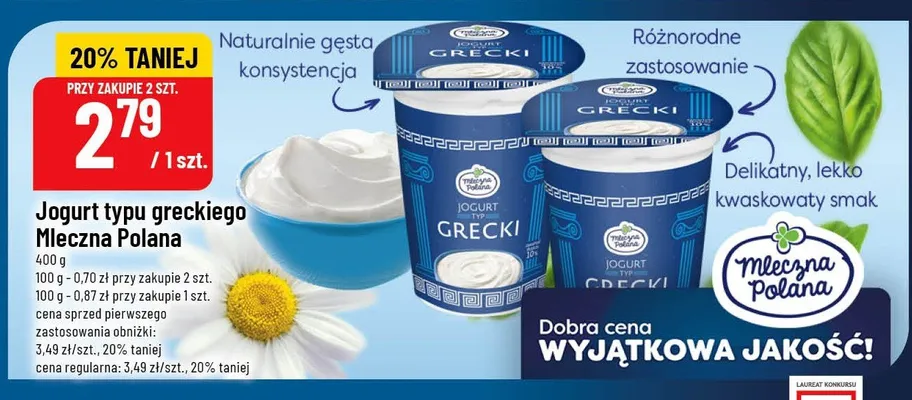 Jogurt typu greckiego Mleczna Polana promocja w POLOmarket