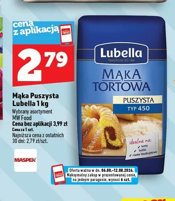 Mąka Puszysta Tortowa Lubella promocja w TOPAZ