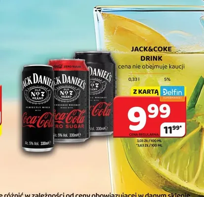 Drink Jack Daniel's & Coca-Cola Zero Sugar promocja w Delfin