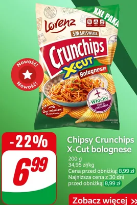 Chipsy Crunchips X-Cut bolognese promocja w Dino