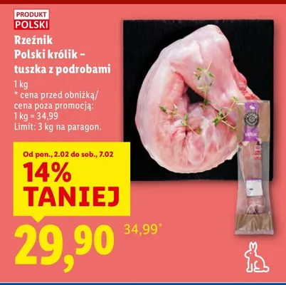 Królik Rzeźnik Polski królik - tuszka z podrobami promocja w Lidl