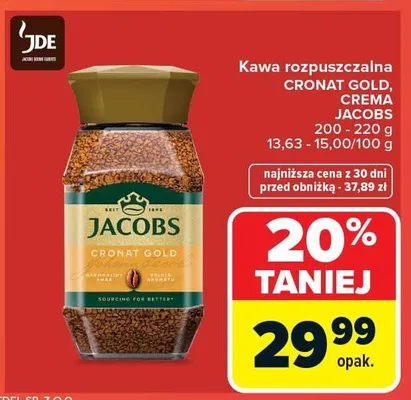 Kawa rozpuszczalna cronat gold, crema promocja w Carrefour Market