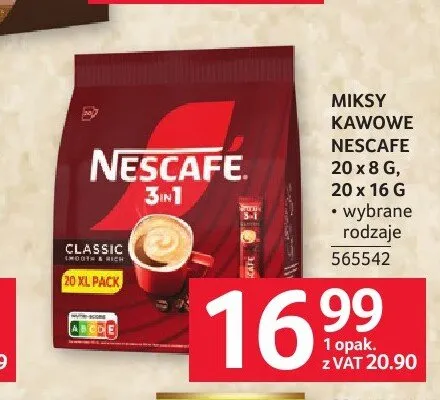 Miks kawowy Nescafe 3in1 Classic 20-pak promocja w Selgros