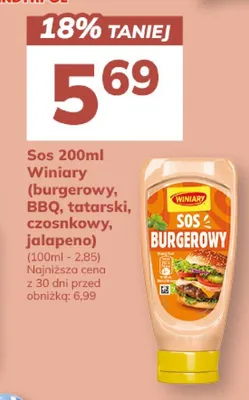 Sos (burgerowy, BBQ, tatarski, czosnkowy, jalapeño) promocja w Hitpol