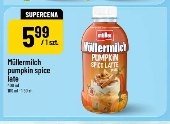 Napój mleczny Müllermilch pumpkin spice latte Müller promocja w POLOmarket