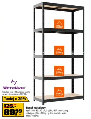 Regał metalowy 180x90x40cm promocja w OBI